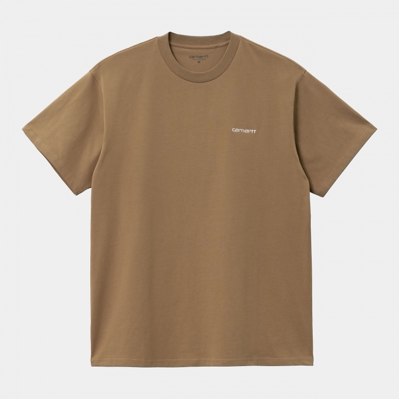 Carhartt Wip S/S Script Embroidery T-Shirt Brown